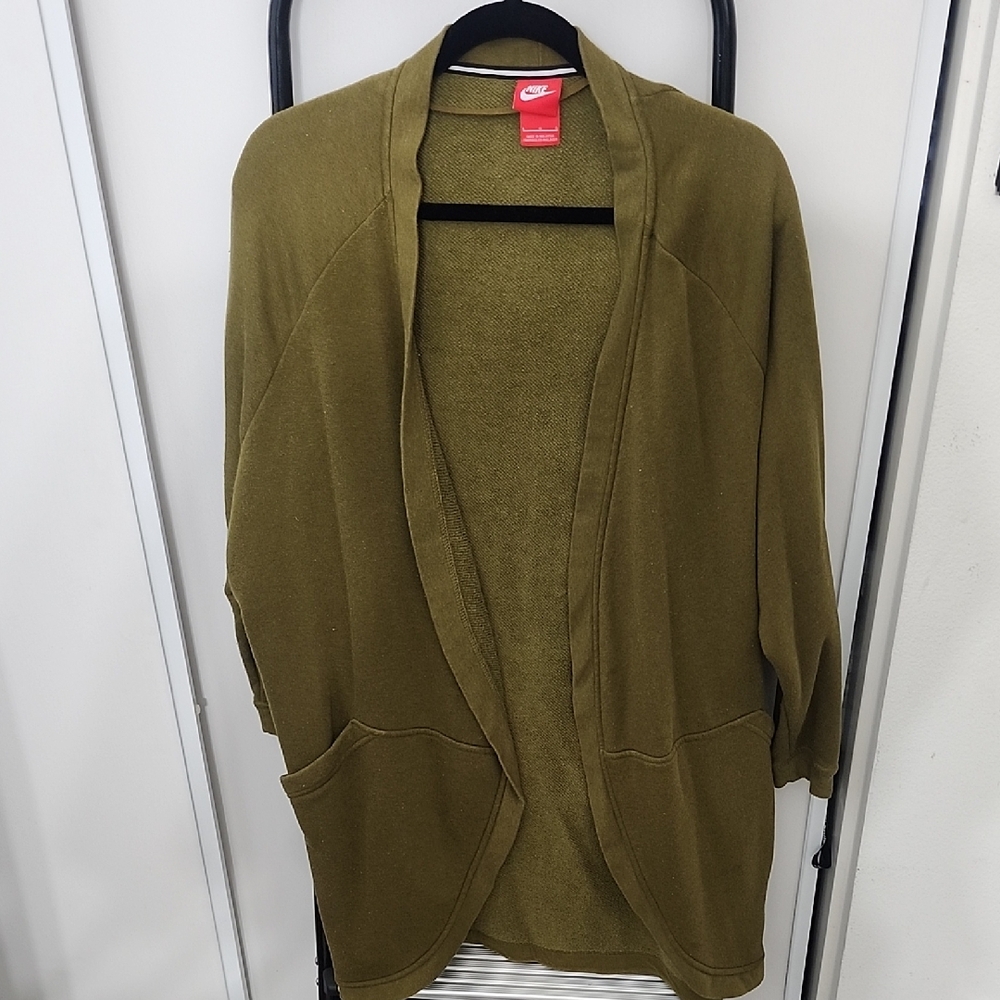 Nike Olive Green Open Front Cardigan